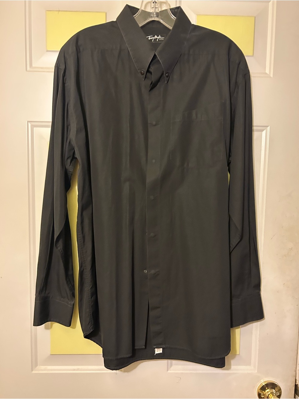 Thierry Mugler Vintage Long Sleeve Black Cotton Casual Dress Shirt Large
